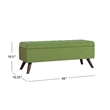 Benjara Eva Storage Bench Ottoman- Olive Green Woven Polyester- Brown- 48 Inch