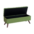 Benjara Eva Storage Bench Ottoman- Olive Green Woven Polyester- Brown- 48 Inch