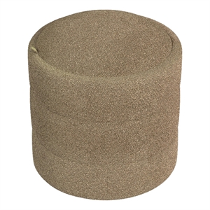 Benjara Modern Storage Ottoman- Brown Boucle Seat Cushion- 18&quot Round