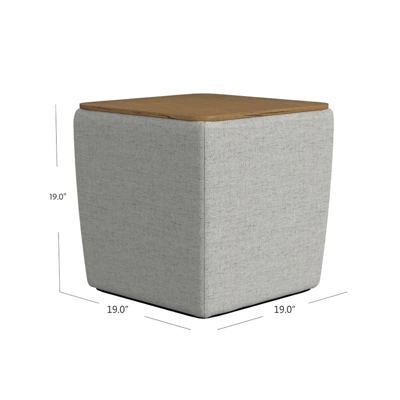 Benjara Mody Storage Ottoman- Gray Upholstery- 19