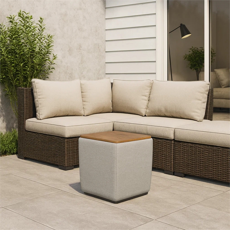Benjara Mody Storage Ottoman- Gray Upholstery- 19