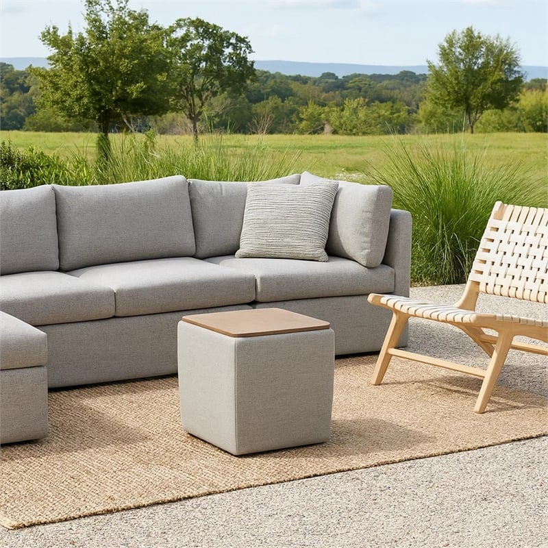 Benjara Mody Storage Ottoman- Gray Upholstery- 19