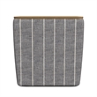 Benjara Mody Storage Ottoman- Gray Stripe Fabric- 19