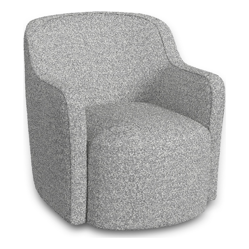 Benjara Kopi Swivel Accent Club Chair- Cream and Gray Boucle- Curved Backrest