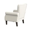 Benjara Mowo Accent Armchair- Classic Button Tufted Back- White Woven Fabric