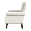 Benjara Mowo Accent Armchair- Classic Button Tufted Back- White Woven Fabric