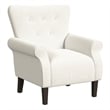 Benjara Mowo Accent Armchair- Classic Button Tufted Back- White Woven Fabric