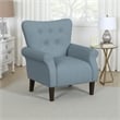Benjara Mowo Accent Armchair- Classic Button Tufted Back- Blue Woven Fabric