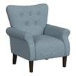 Benjara Mowo Accent Armchair- Classic Button Tufted Back- Blue Woven Fabric
