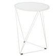 Benjara Accent Table- 18 Inch- Round Mirror Top and Open White Metal Base