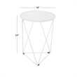 Benjara Accent Table- 18 Inch- Round Mirror Top and Open White Metal Base