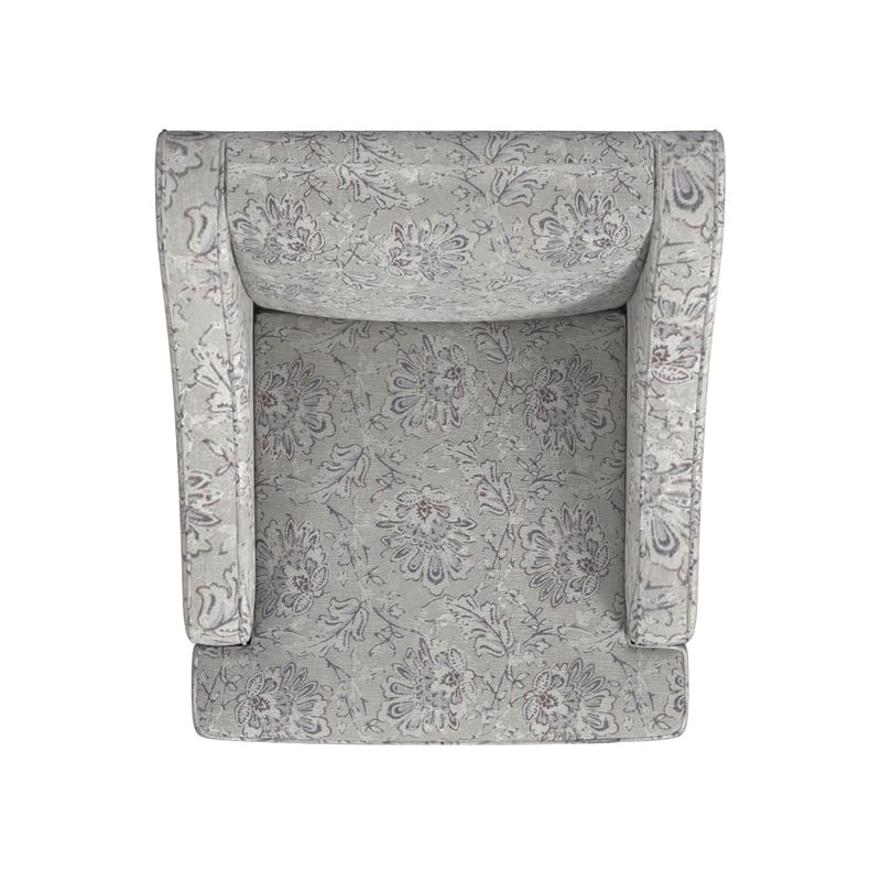 Benjara Yolu Accent Club Chair- Artistic Floral Print- Linen Gray Polyester