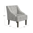 Benjara Yolu Accent Club Chair- Artistic Floral Print- Linen Gray Polyester