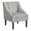 Benjara Yolu Accent Club Chair- Artistic Floral Print- Linen Gray Polyester