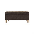 Benjara Sol Storage Bench Ottoman- Chocolate Brown Velvet- Wood- 40 Inch