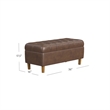 Benjara Sol Storage Bench Ottoman- Brown Faux Leather and Hardwood- 36 Inch