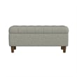 Benjara Sol Storage Bench Ottoman- Gray Woven Fabric- Brown Wood- 40 Inch