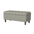 Benjara Sol Storage Bench Ottoman- Gray Woven Fabric- Brown Wood- 40 Inch