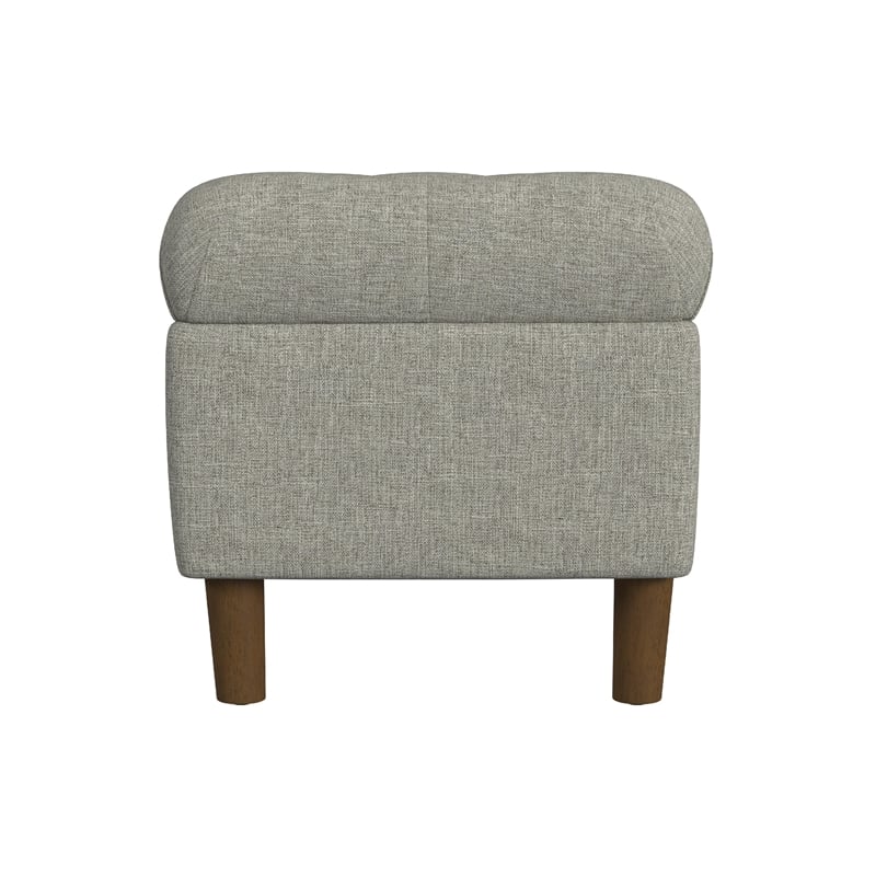 Benjara Sol Storage Bench Ottoman- Gray Woven Fabric- Brown Wood- 40 Inch
