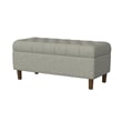 Benjara Sol Storage Bench Ottoman- Gray Woven Fabric- Brown Wood- 40 Inch