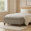 Benjara Sol Storage Bench Ottoman- Gray Woven Fabric- Brown Wood- 40 Inch