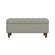 Benjara Sol Storage Bench Ottoman- Gray Woven Fabric- Brown Wood- 40 Inch