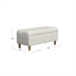 Benjara Sol Storage Bench Ottoman- Cream Woven Fabric- Brown Wood- 40 Inch