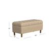 Benjara Sol Storage Bench Ottoman- Light Tan Woven Fabric- Brown Wood- 40 Inch