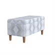 Benjara Zia Accent Storage Bench- Cream Gray Woven Diamond Pattern- 36 Inch