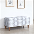 Benjara Zia Accent Storage Bench- Cream Gray Woven Diamond Pattern- 36 Inch