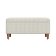 Benjara Zia Accent Storage Bench- Cream Chevron Woven Fabric- Brown- 36 Inch