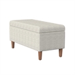 Benjara Zia Accent Storage Bench- Cream Chevron Woven Fabric- Brown- 36 Inch
