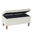 Benjara Zia Accent Storage Bench- Cream Chevron Woven Fabric- Brown- 36 Inch