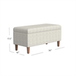 Benjara Zia Accent Storage Bench- Cream Chevron Woven Fabric- Brown- 36 Inch