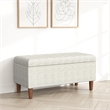 Benjara Zia Accent Storage Bench- Cream Chevron Woven Fabric- Brown- 36 Inch