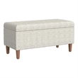 Benjara Zia Accent Storage Bench- Cream Chevron Woven Fabric- Brown- 36 Inch