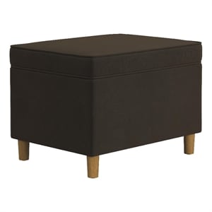 Benjara Fero Storage Ottoman- 24in Rectangular Hinged Lid- Dark Brown Velvet