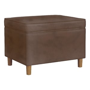 Benjara Fero Storage Ottoman- 24&quot Rectangular- Dark Brown Faux Leather