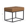 Benjara Kai Ottoman Footstool- Carmel Brown Faux Leather- Black Metal- 22 Inch