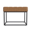 Benjara Kai Ottoman Footstool- Carmel Brown Faux Leather- Black Metal- 22 Inch