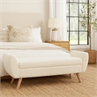 Benjara Rae Storage Bench Ottoman with Arms- Cream Sherpa- Brown- 60 Inch