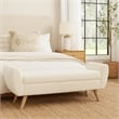 Benjara Rae Storage Bench Ottoman with Arms- Cream Sherpa- Brown- 60 Inch