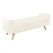 Benjara Rae Storage Bench Ottoman with Arms- Cream Sherpa- Brown- 60 Inch