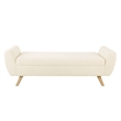 Benjara Rae Storage Bench Ottoman with Arms- Cream Sherpa- Brown- 60 Inch