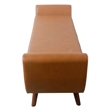 Benjara Rae Storage Bench Ottoman with Arms- Brown Faux Leather- Wood- 60 Inch