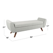 Benjara Rae Storage Bench Ottoman with Arms- Light Gray Woven Fabric- 60 Inch