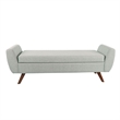 Benjara Rae Storage Bench Ottoman with Arms- Light Gray Woven Fabric- 60 Inch