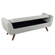Benjara Rae Storage Bench Ottoman with Arms- Light Gray Woven Fabric- 60 Inch