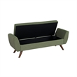 Benjara Rae Storage Bench Ottoman with Arms- Olive Green Woven Fabric- 60 Inch