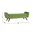 Benjara Rae Storage Bench Ottoman with Arms- Olive Green Woven Fabric- 60 Inch